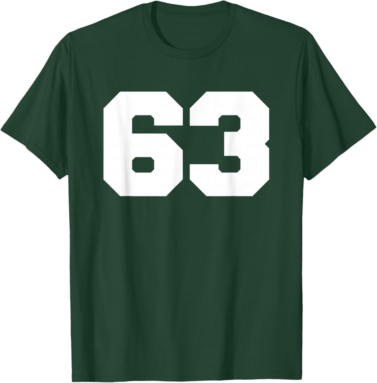 Number 63 Sports Jersey Player #63 Fan FRONT Print Varsity T-Shirt - T-Shirt | Forest