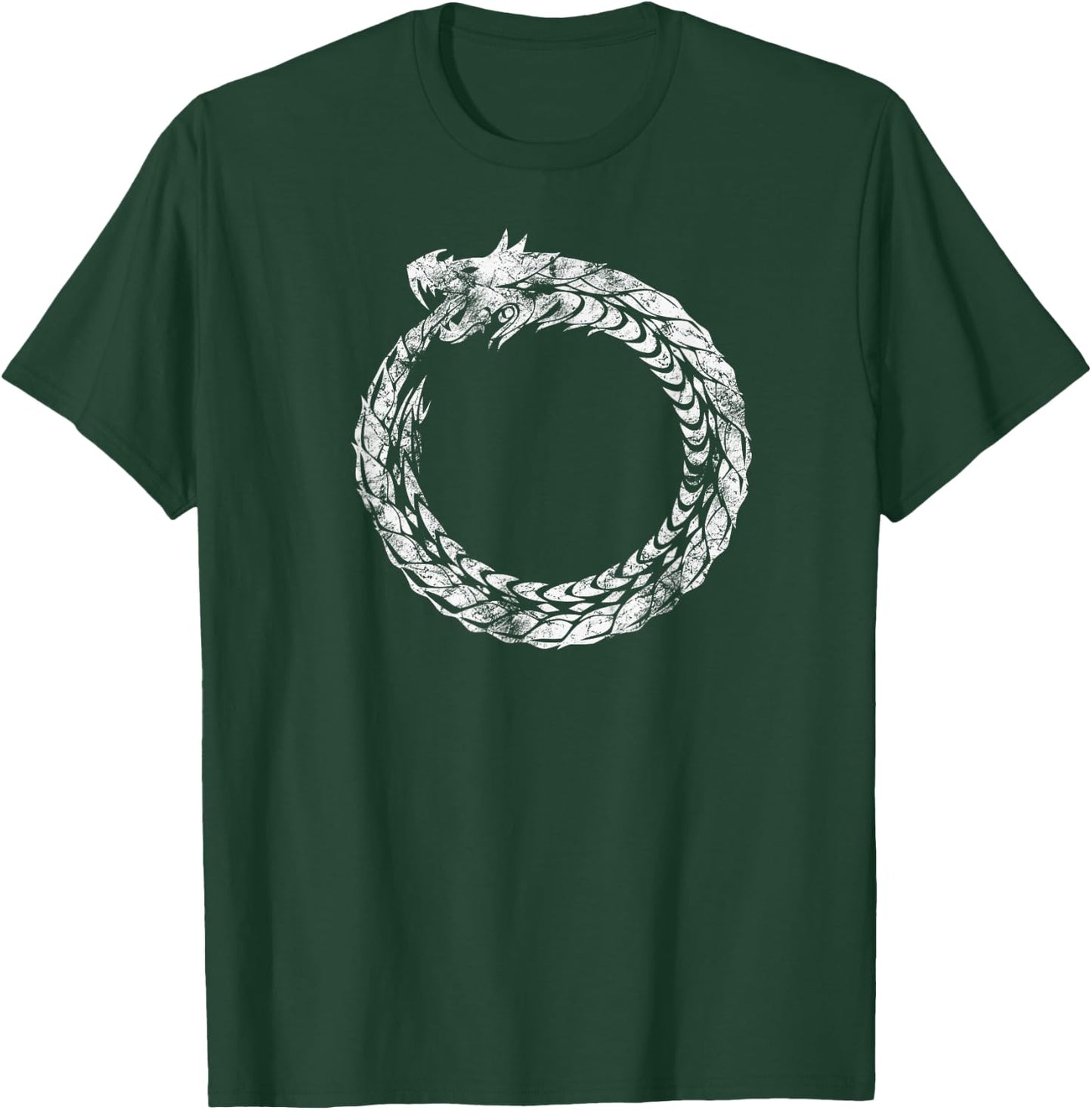 Gothic Medieval Ouroboros Snake Eating Itself White Novelty T-Shirt - T-Shirt | Forest