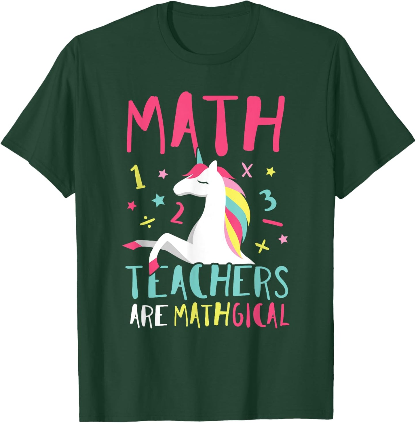 Unicorn Funny Math Teacher Top Women Girls Kids T-Shirt - T-Shirt | Forest