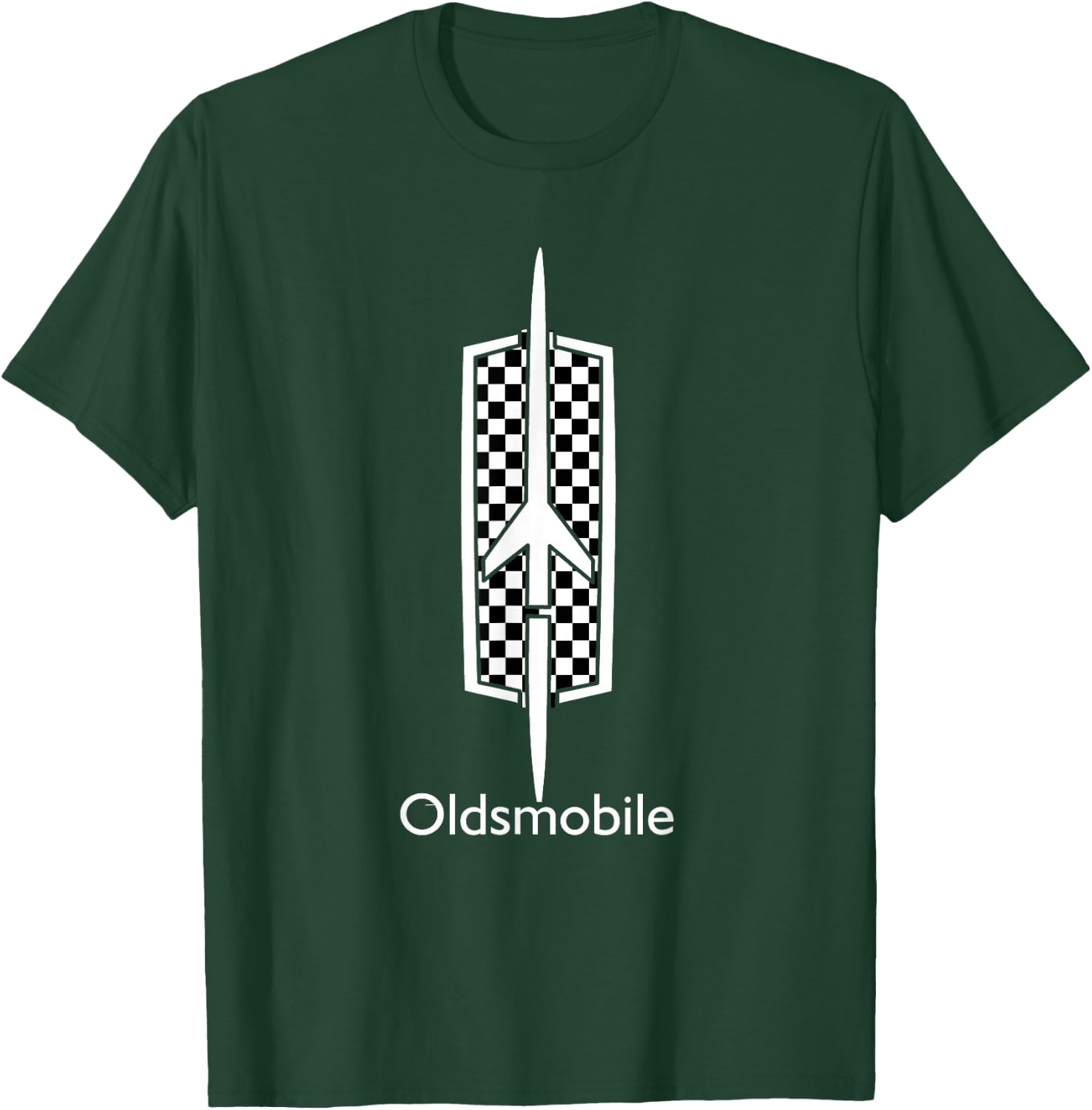 Classic Car Show Vintage Oldsmobile Checkered Rocket Logo T-Shirt - T-Shirt | Forest