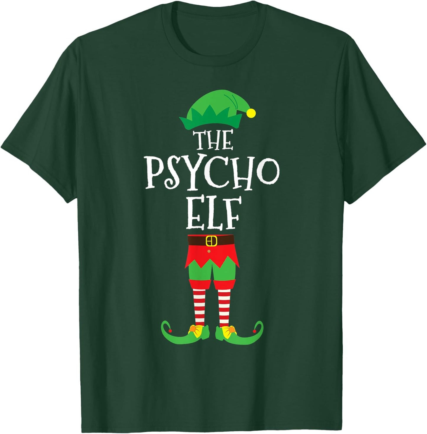 Psycho Elf Matching Family Christmas Party Pajama T-Shirt - T-Shirt | Forest
