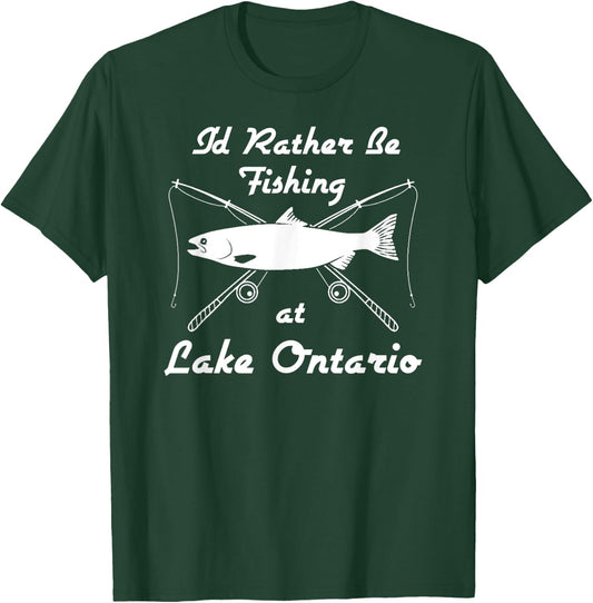 Lake Ontario Fishing Funny Rod Reel Fish Shirt T-Shirt - T-Shirt | Forest