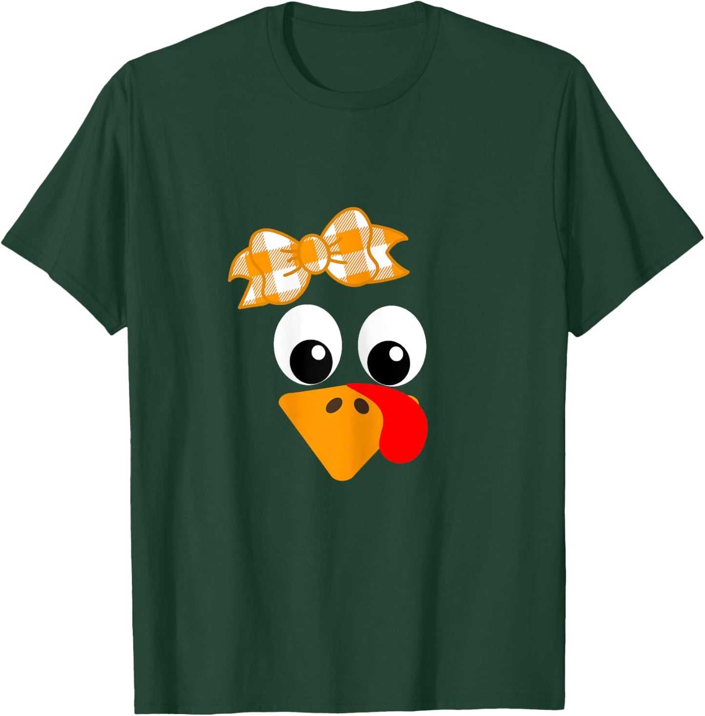 Turkey Face Orange Plaid Ribbon Funny Running Gift Trot T-Shirt - T-Shirt | Forest