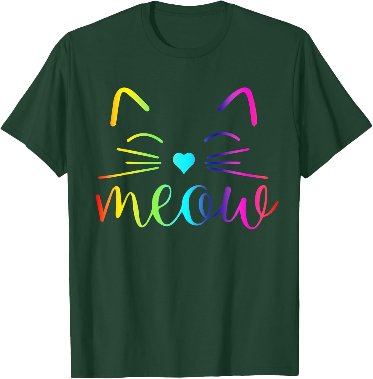 Meow Cute Cat Face Funny Quote for Cat fans Women Girls Kids T-Shirt - T-Shirt | Forest
