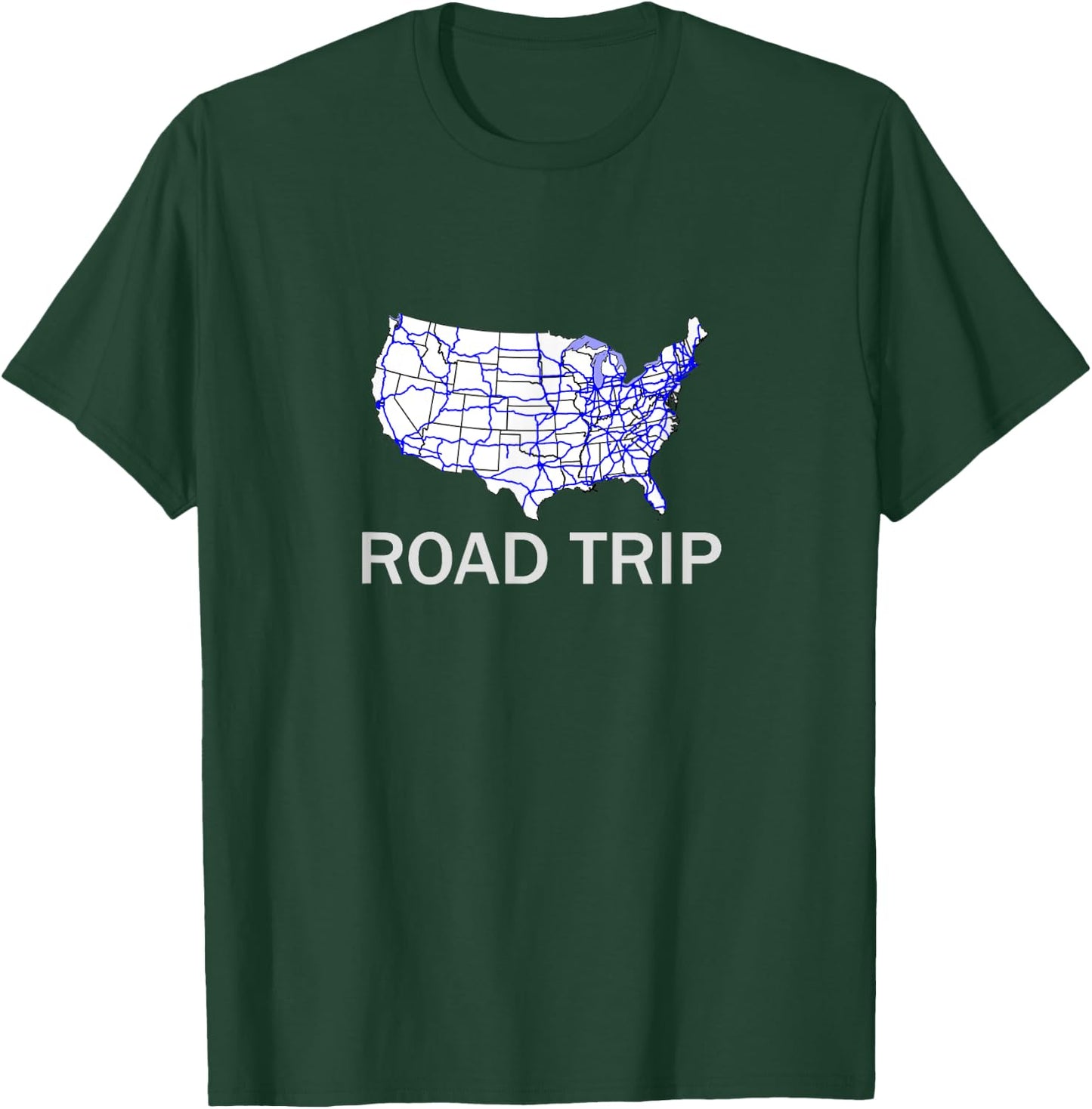Road Trip USA Highway Travel Map Vacation Shirt T-Shirt - T-Shirt | Forest
