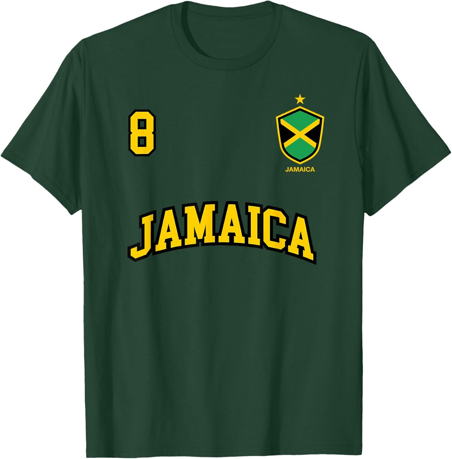 Jamaica Shirt Number 8 Soccer Team Sports Jamaican Flag T-Shirt - T-Shirt | Forest