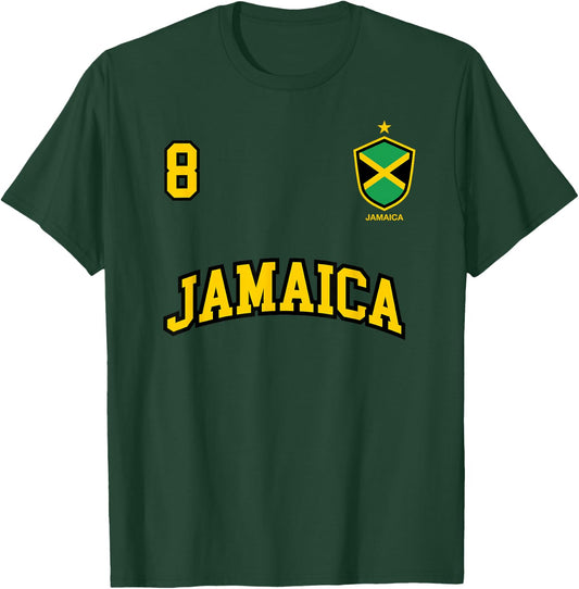 Jamaica Shirt Number 8 Soccer Team Sports Jamaican Flag T-Shirt - T-Shirt | Forest