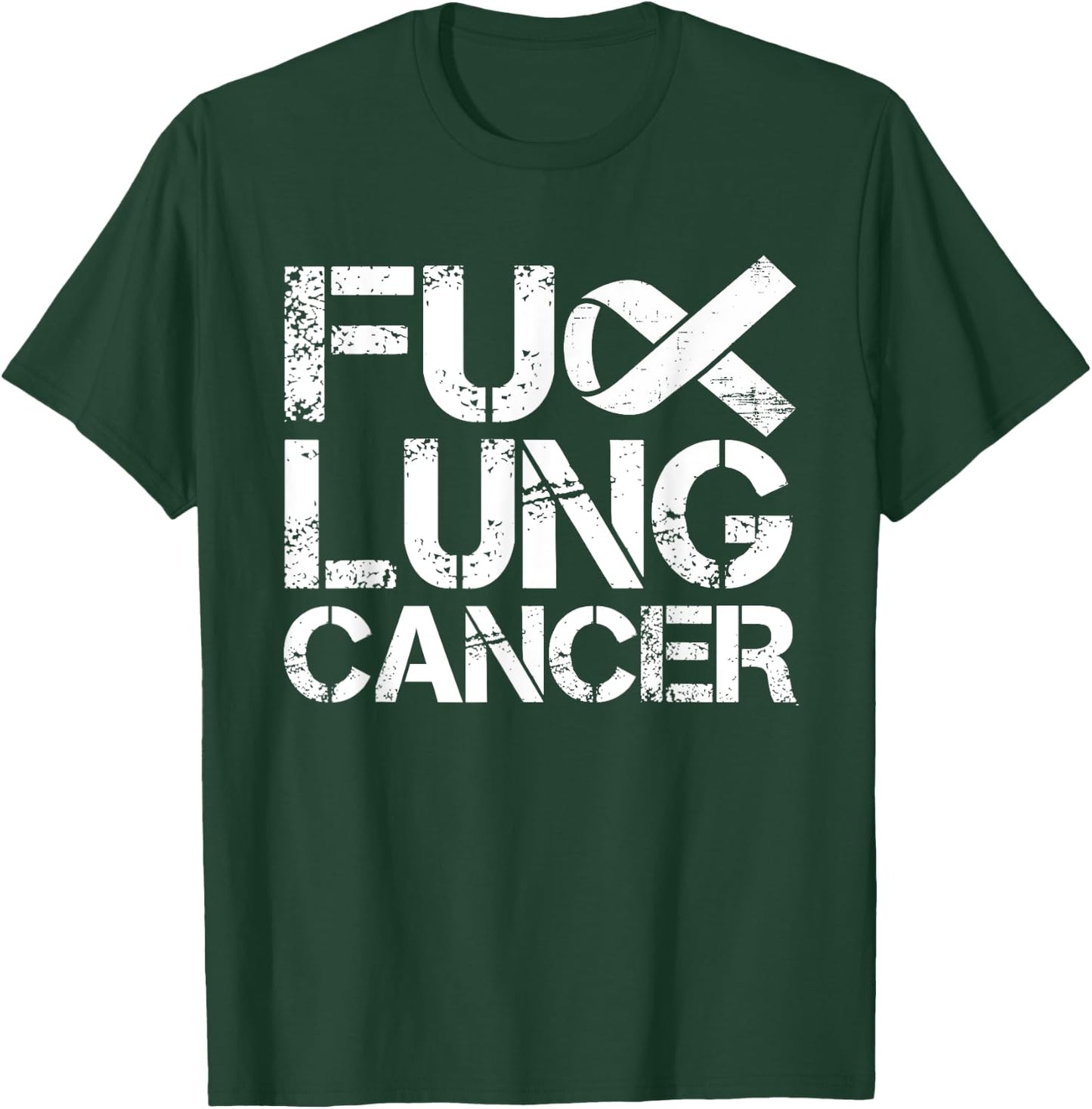Fuck Lung Cancer Awareness Month Funny White Ribbon Warrior T-Shirt - T-Shirt | Forest