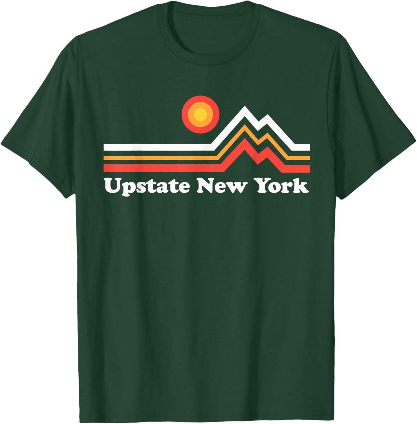 Upstate NY Upstate New York Mountains - Black, Small, -Adults, Short Sleeve, Classic Fit, Graphic Design, Cotton 65% Polyester 35% T-Shirt - T-Shirt | Forest