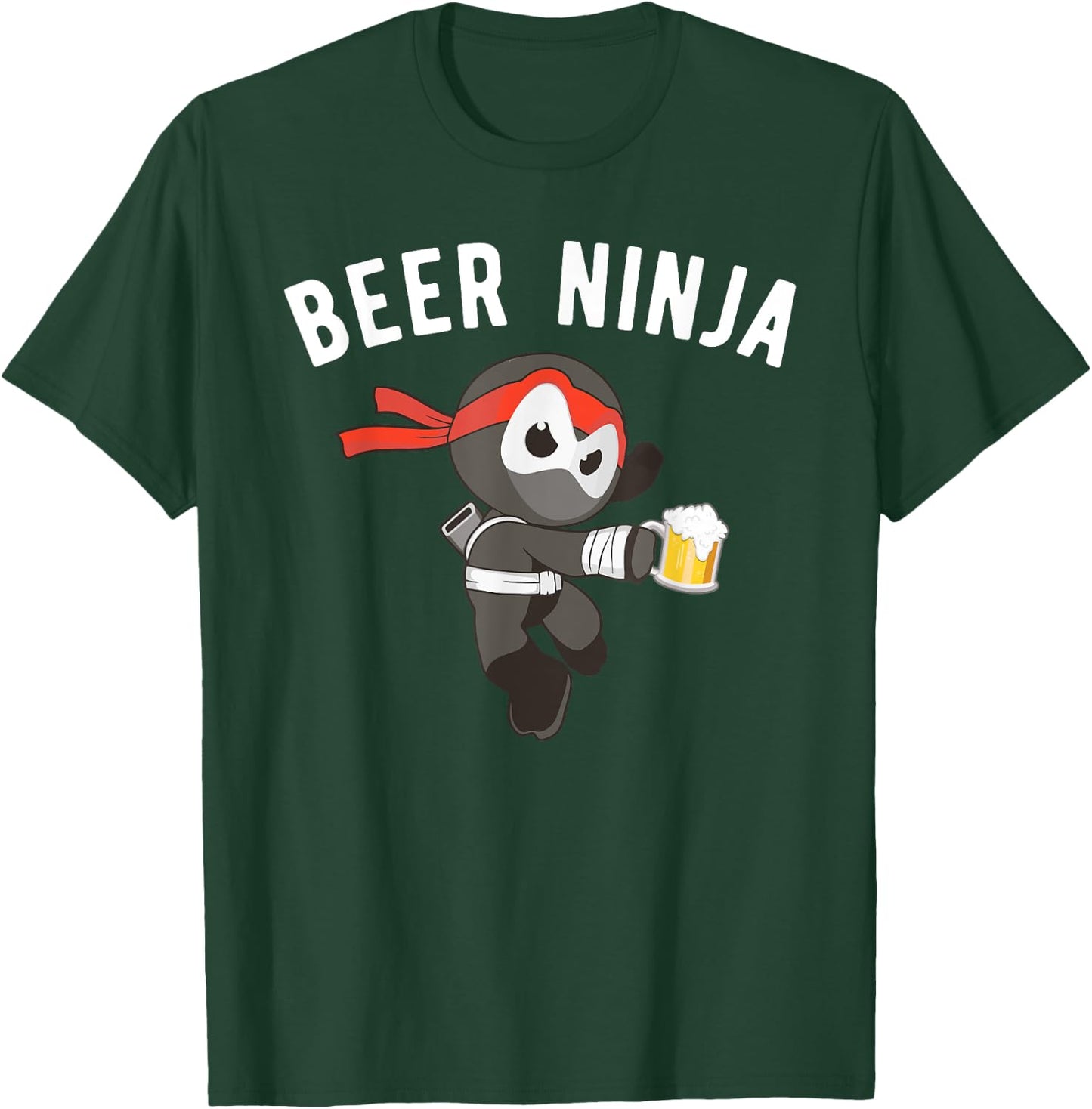 Beer Ninja Shirt, Fun Martial Arts Drinking Gift T-Shirt - T-Shirt | Forest