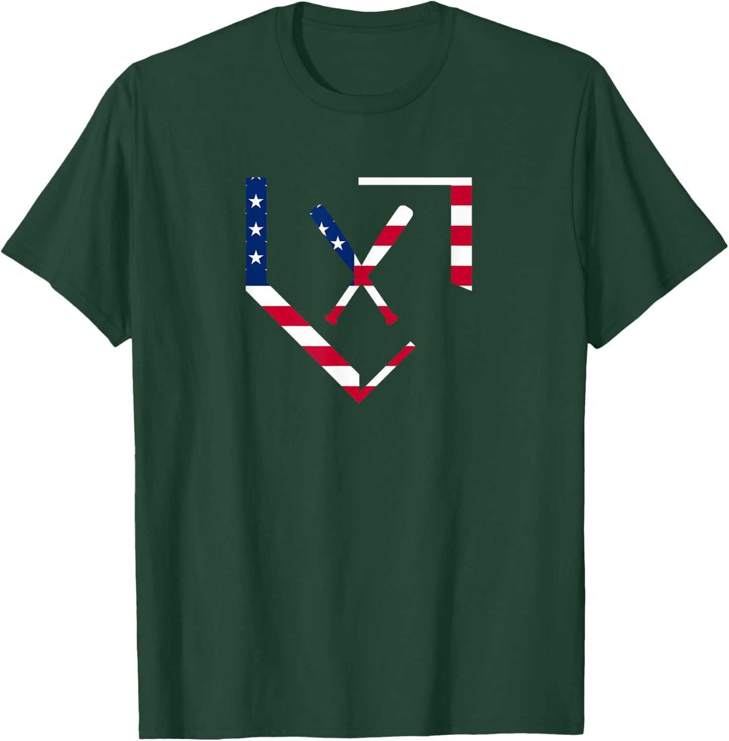 Stars and Stripes Home Plate Baseball Bats American Flag USA T-Shirt - T-Shirt | Forest