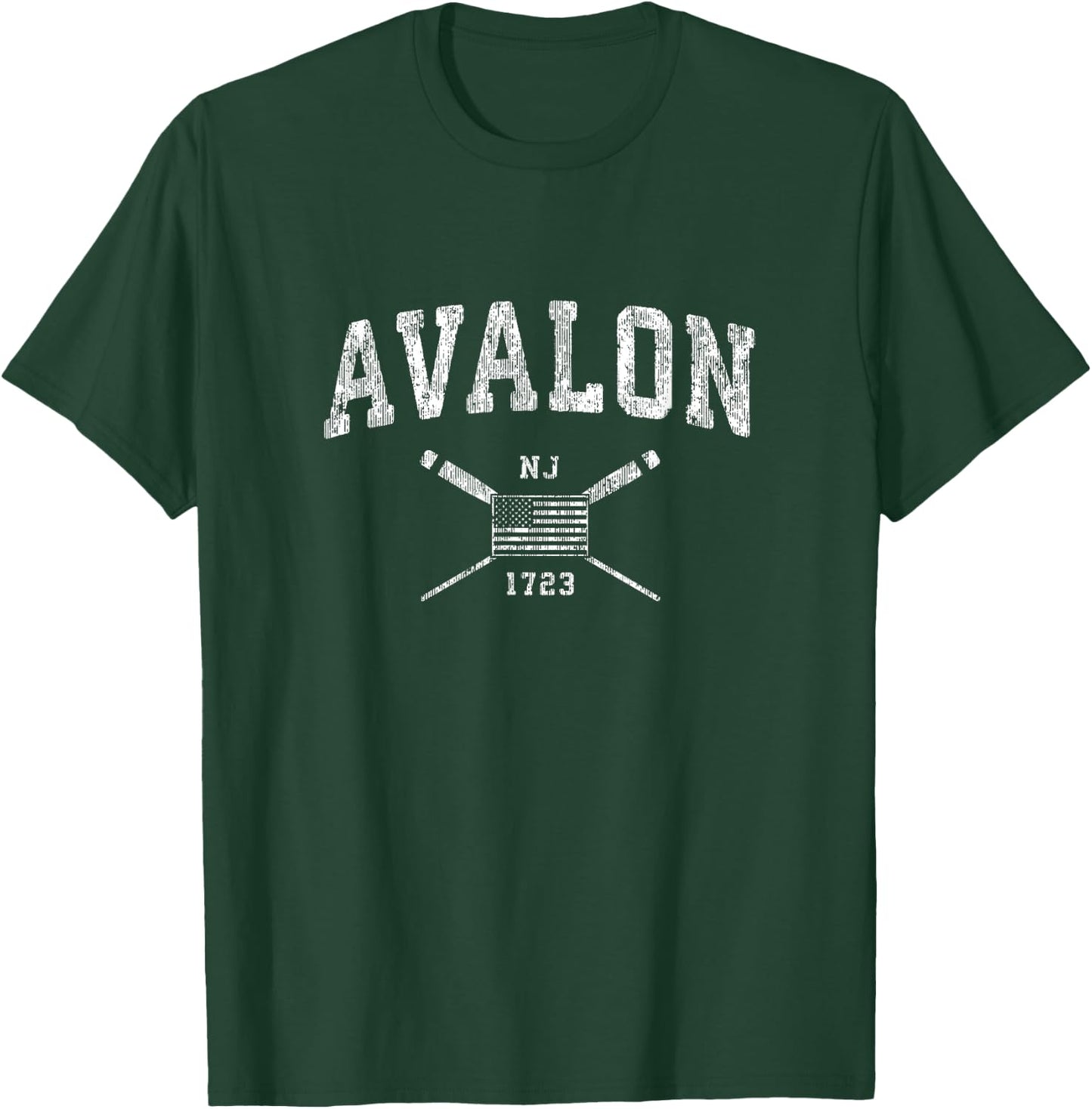 Avalon NJ Nautical Vintage US Flag T-Shirt - T-Shirt | Forest