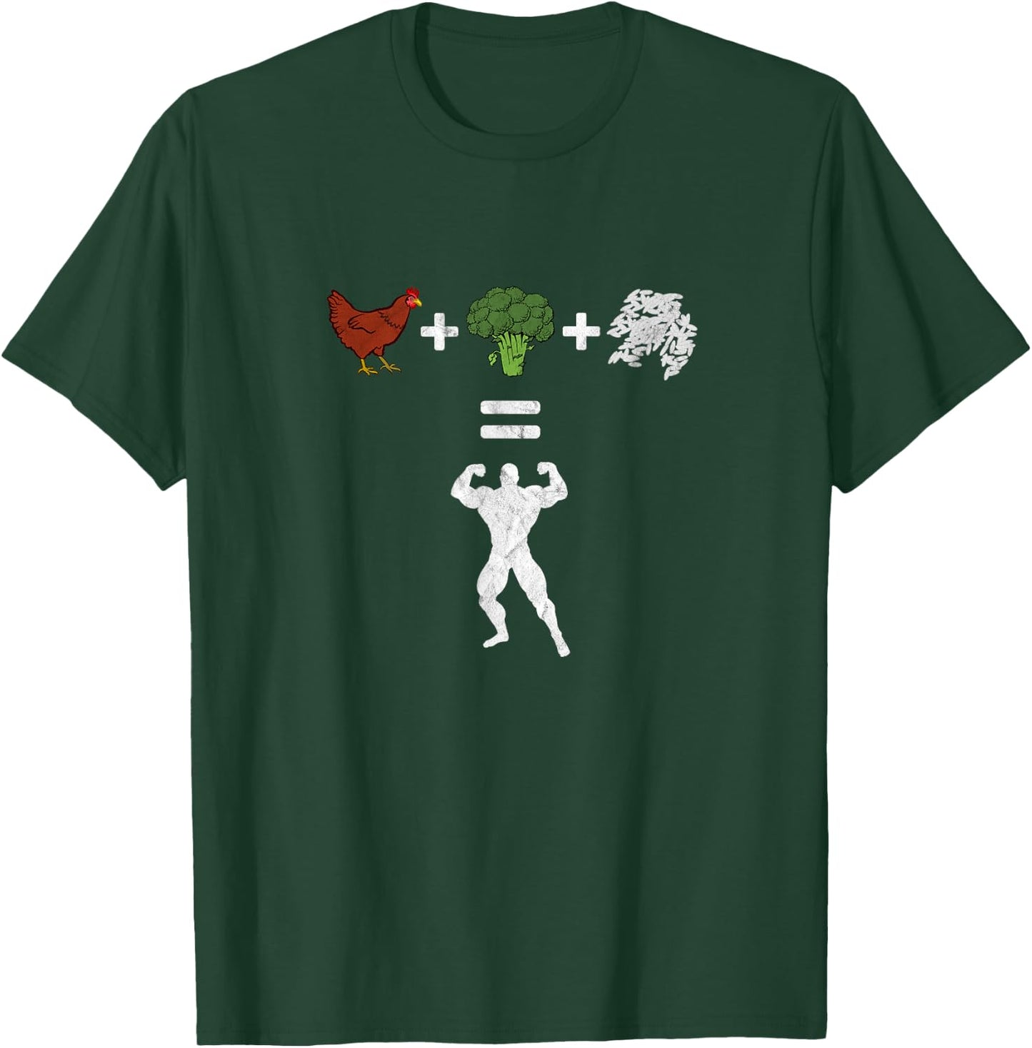 Chicken Broccoli Rice Bodybuilding Diet Funny Sport Workout T-Shirt - T-Shirt | Forest