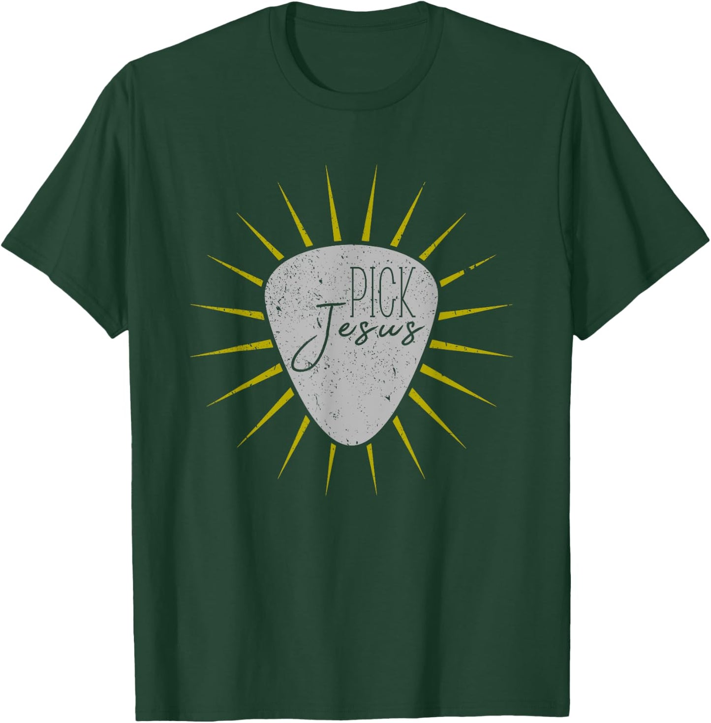 Pick Jesus Christian Guitar Player Guitarist Gift T-Shirt - T-Shirt | Forest