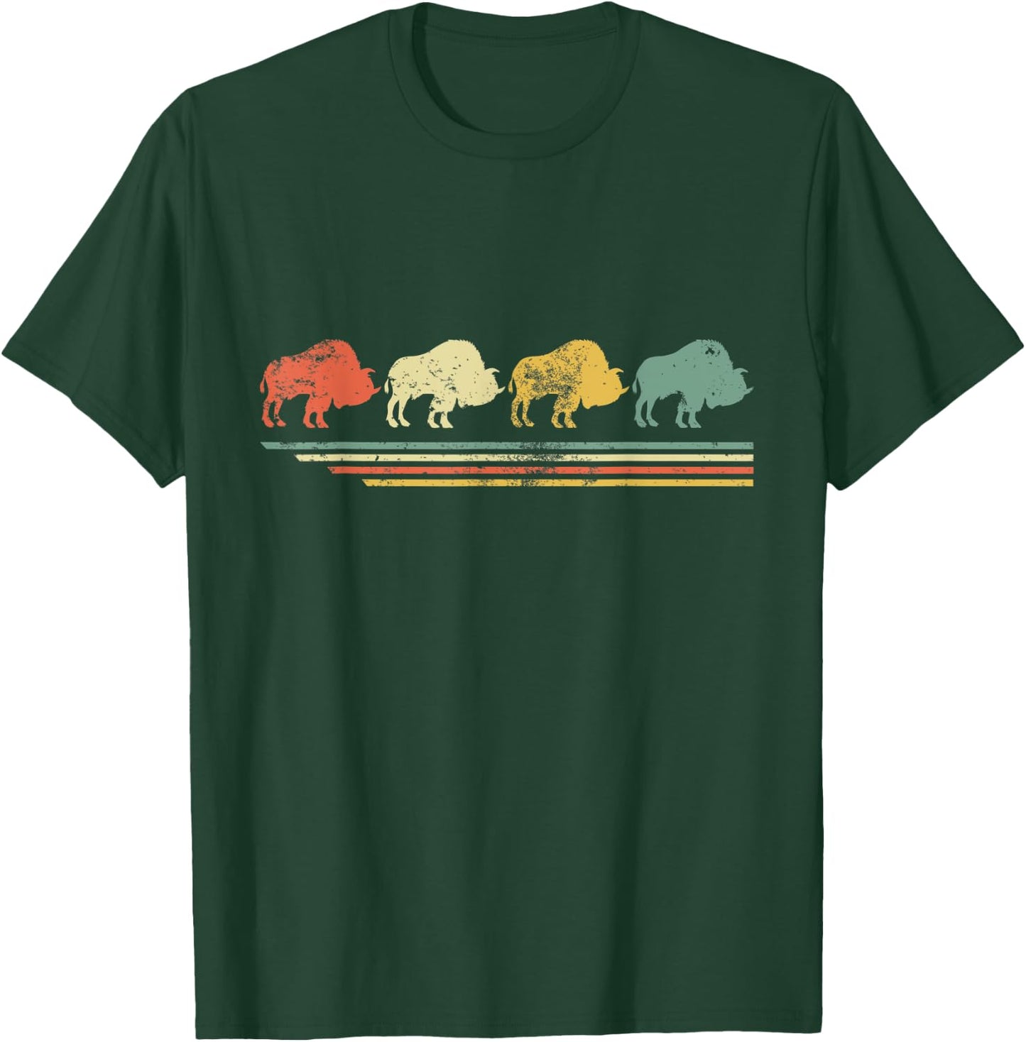 Retro Vintage Bison Lover Animal Gift Father Day T-Shirt - T-Shirt | Forest