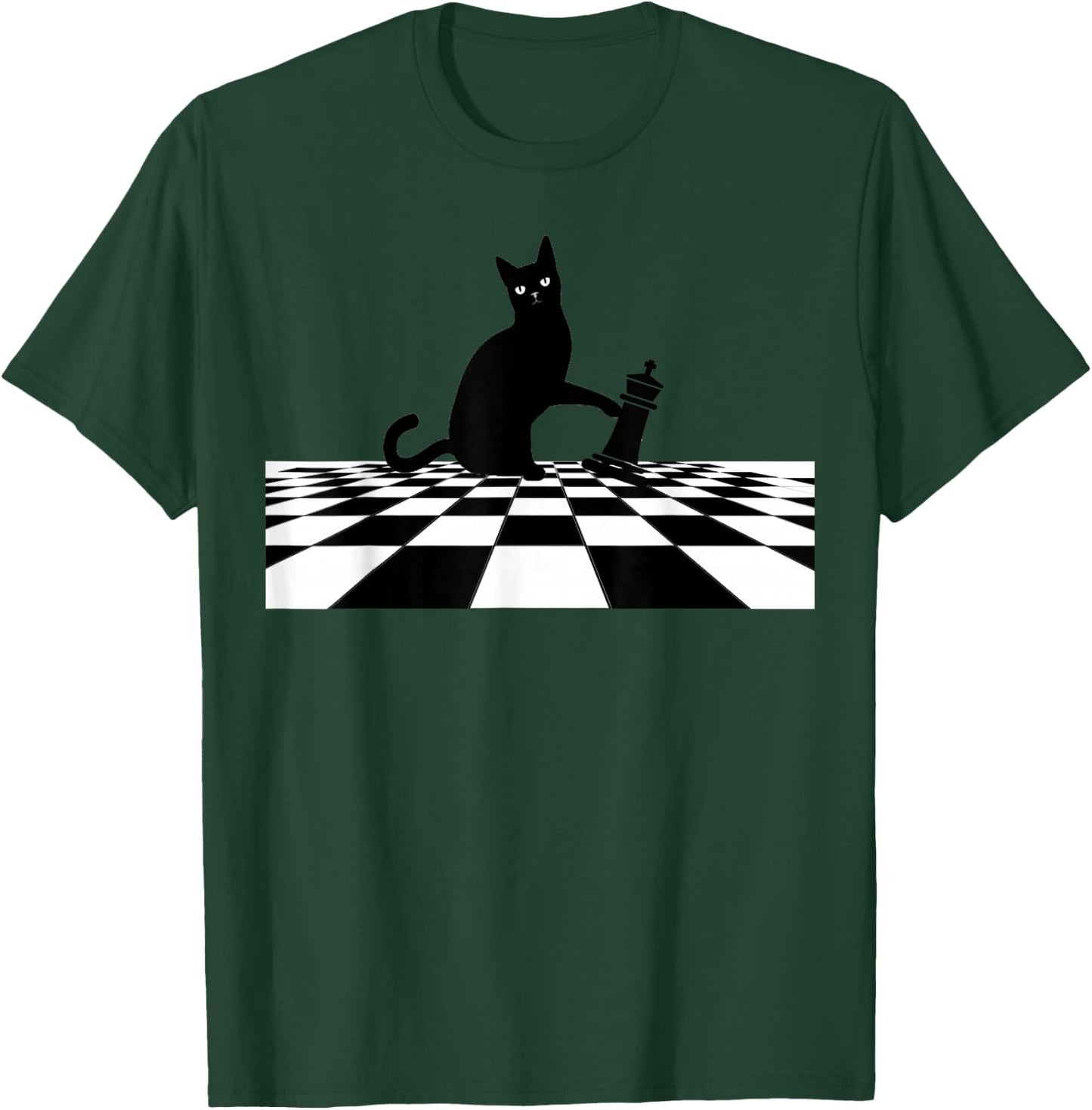 Ornery Cat Tipping Chess Piece Checkmate T-Shirt - T-Shirt | Forest