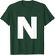 Letter N Capital Alphabet Monogram Initial T-Shirt - T-Shirt | Forest