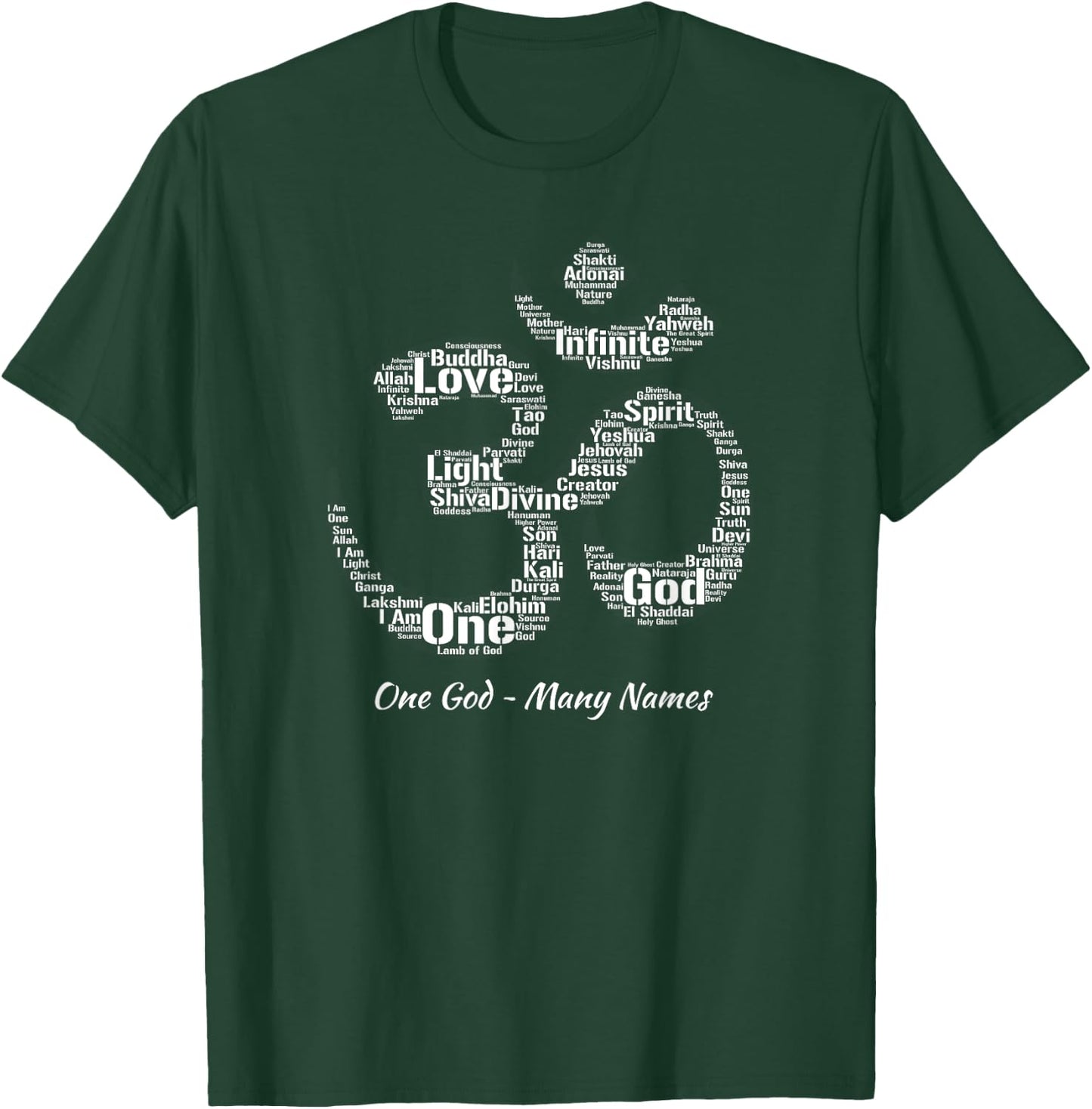 Names of God in Om Symbol Yoga Inspired Aum T-Shirt - T-Shirt | Forest