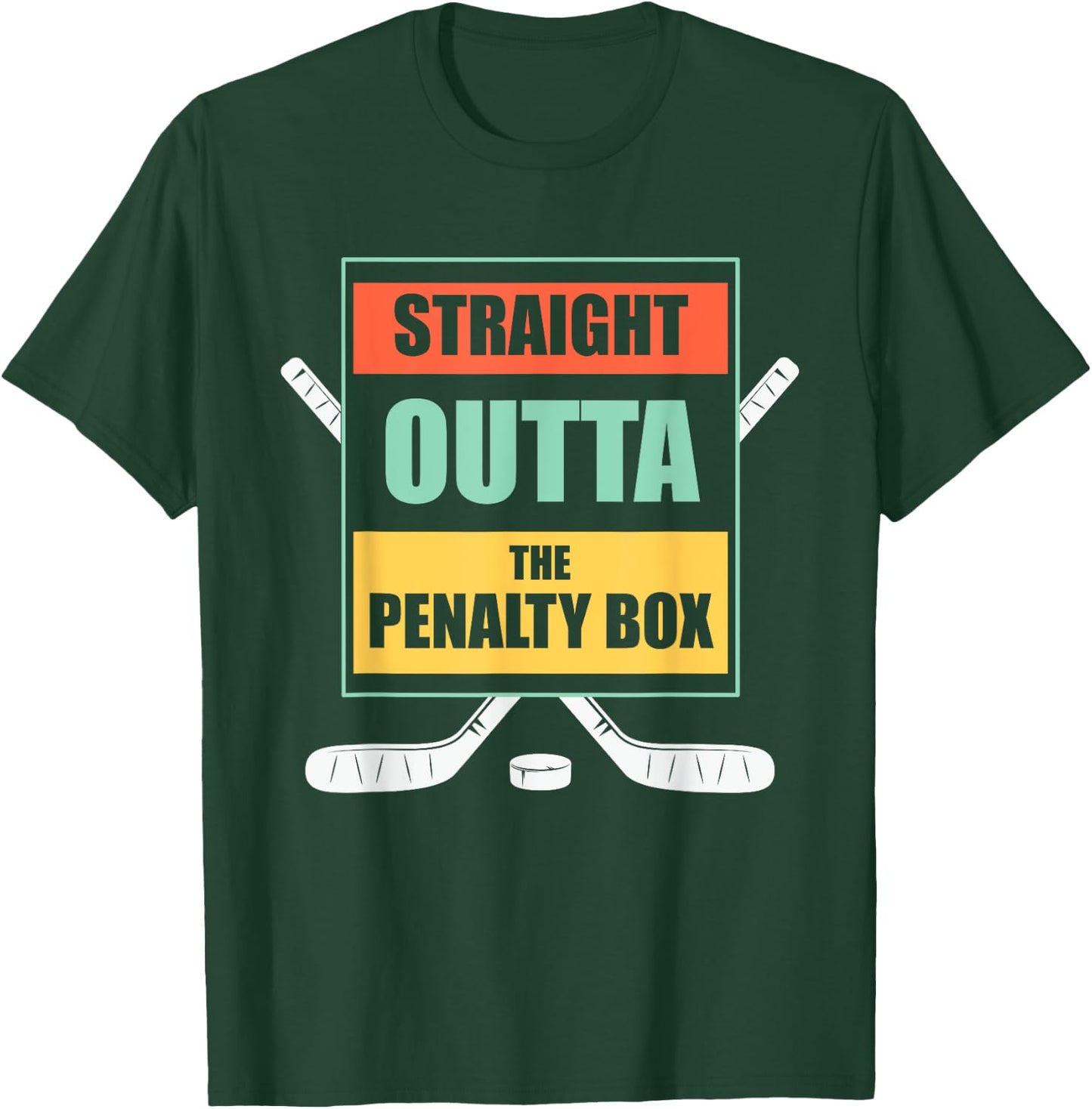 Straight Outta The Penalty Box Kids Boys Girls Ice Hockey T-Shirt - T-Shirt | Forest