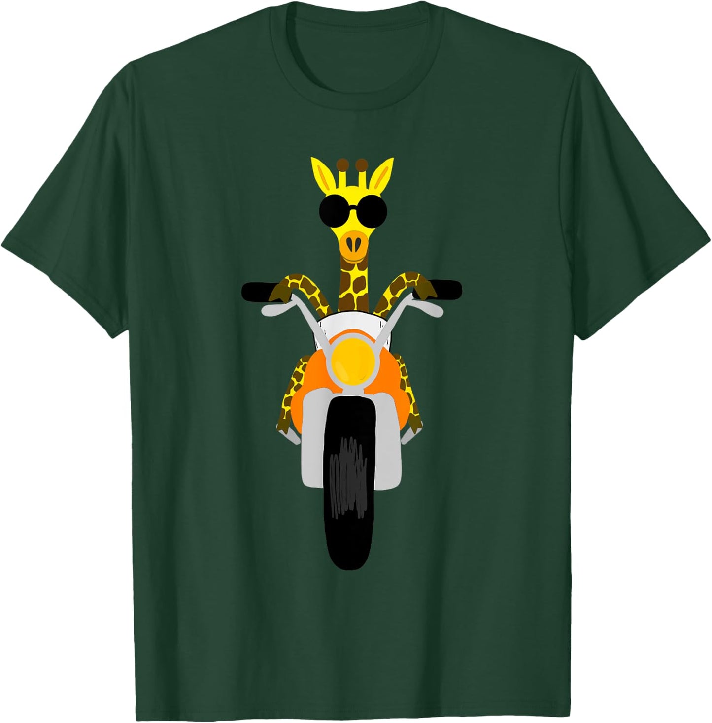 SouthernDesignTees Fun Giraffe Riding Motorcycle T-Shirt - T-Shirt | Forest