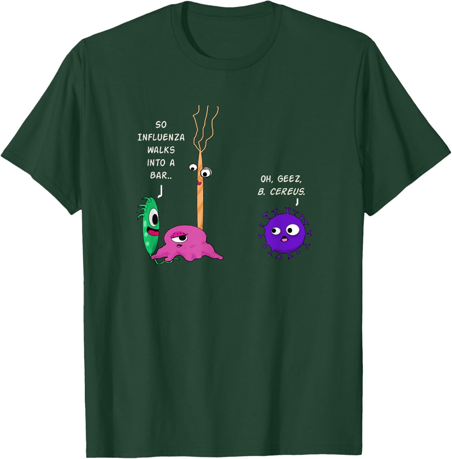 Funny Biology Joke Shirt -Quirky Bacteria vs. germs cartoons T-Shirt - T-Shirt | Forest