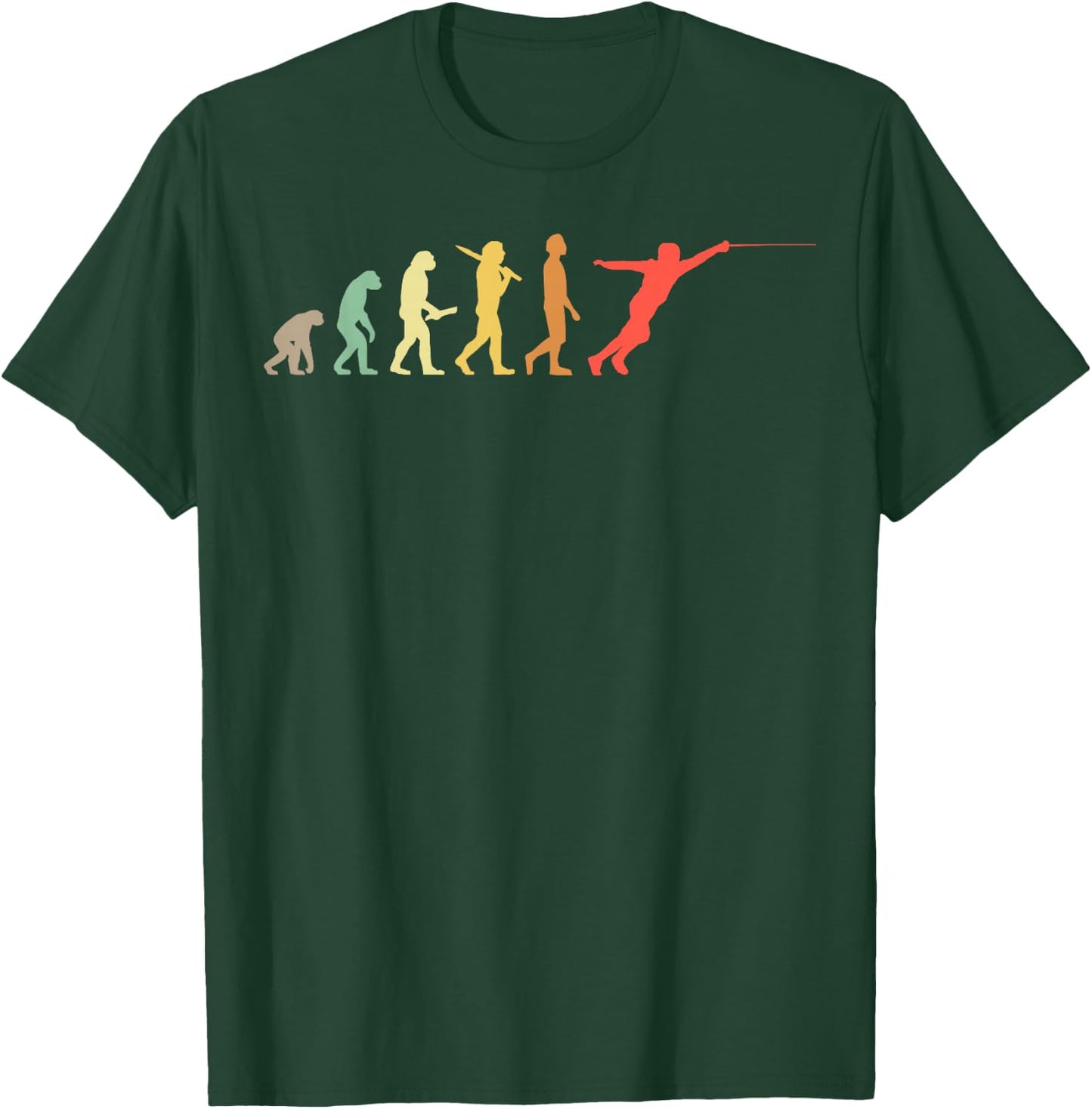 Retro Fencing Evolution Gift Fencers T-Shirt - T-Shirt | Forest
