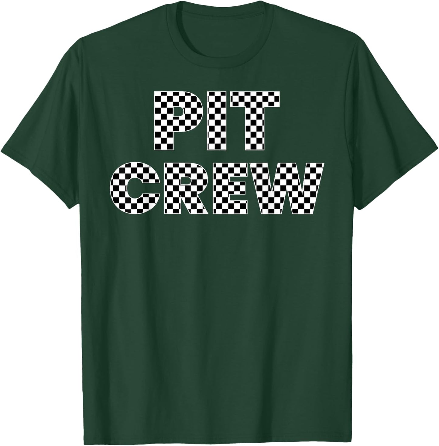Checked Black White Pit Crew Plaid Race Racing T-Shirt - T-Shirt | Forest