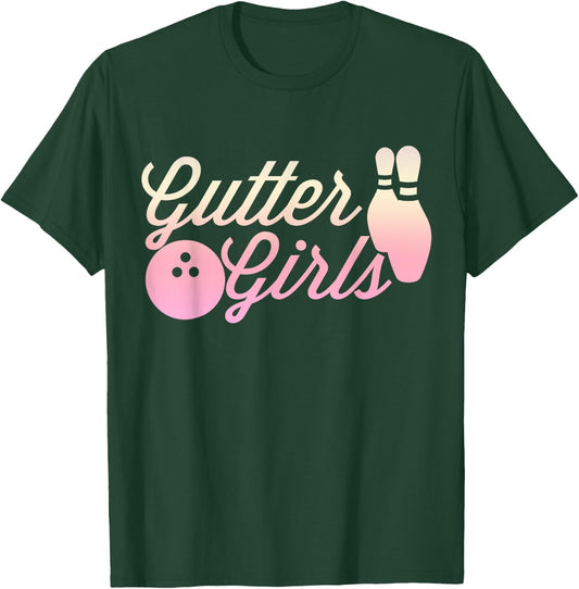 Gutter Girls Funny Vintage design For Bowlers T-Shirt - T-Shirt | Forest