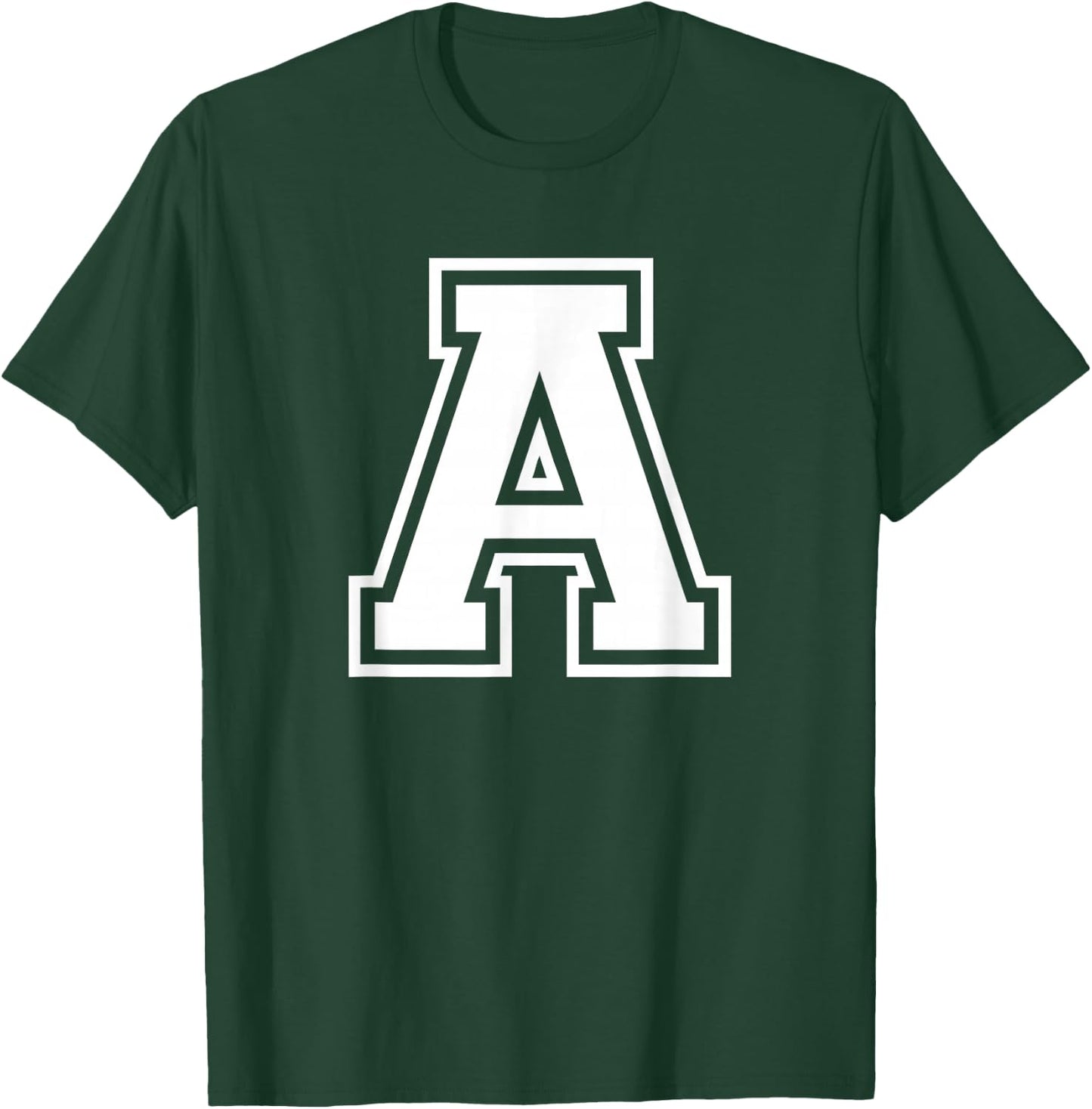 Letter A Name Initial Varsity Alphabet Monogram T-Shirt - T-Shirt | Forest