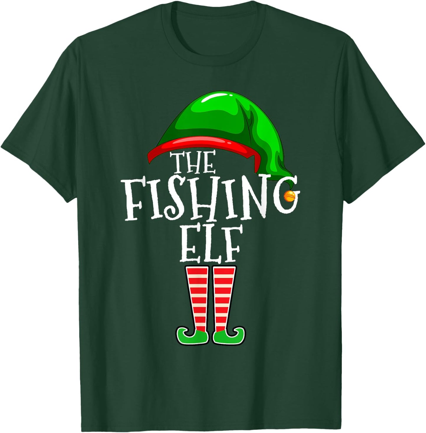 Fishing Elf Family Matching Group Christmas Gift Dad Pops T-Shirt - T-Shirt | Forest