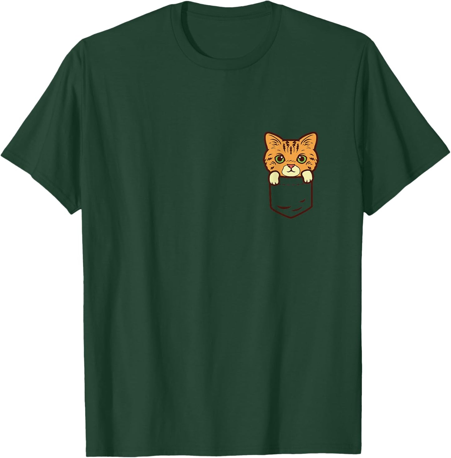 Pocket Cat Cute Kitten Face Pet Lover Owner Men Women Gift T-Shirt - T-Shirt | Forest