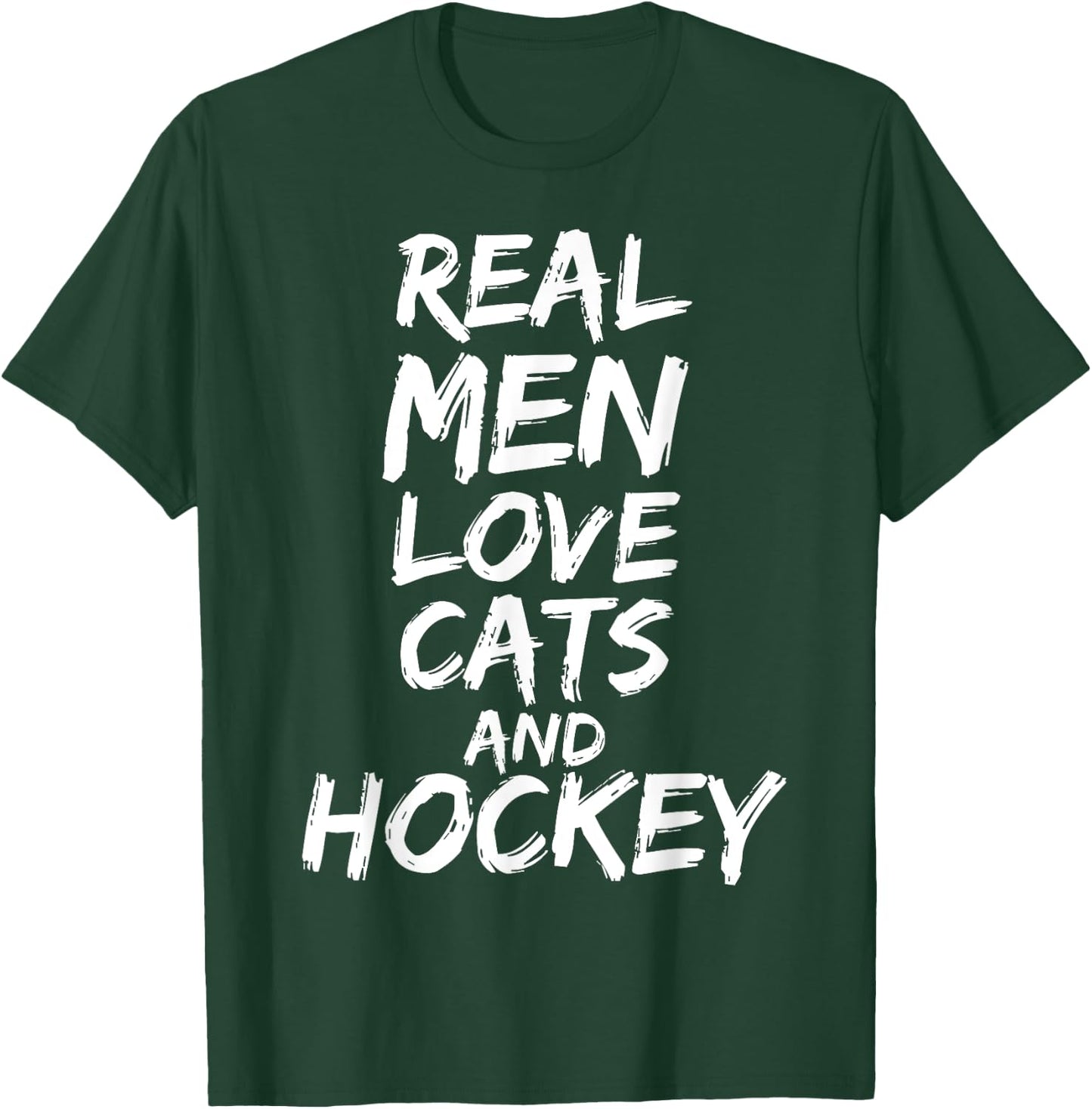 Real Men Love Cats and Hockey Shirt Funny Kitten Lover Shirt T-Shirt - T-Shirt | Forest