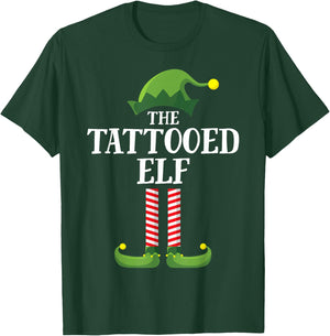 Tattooed Elf Matching Family Group Christmas Party Pyjamas T-Shirt - T-Shirt | Forest