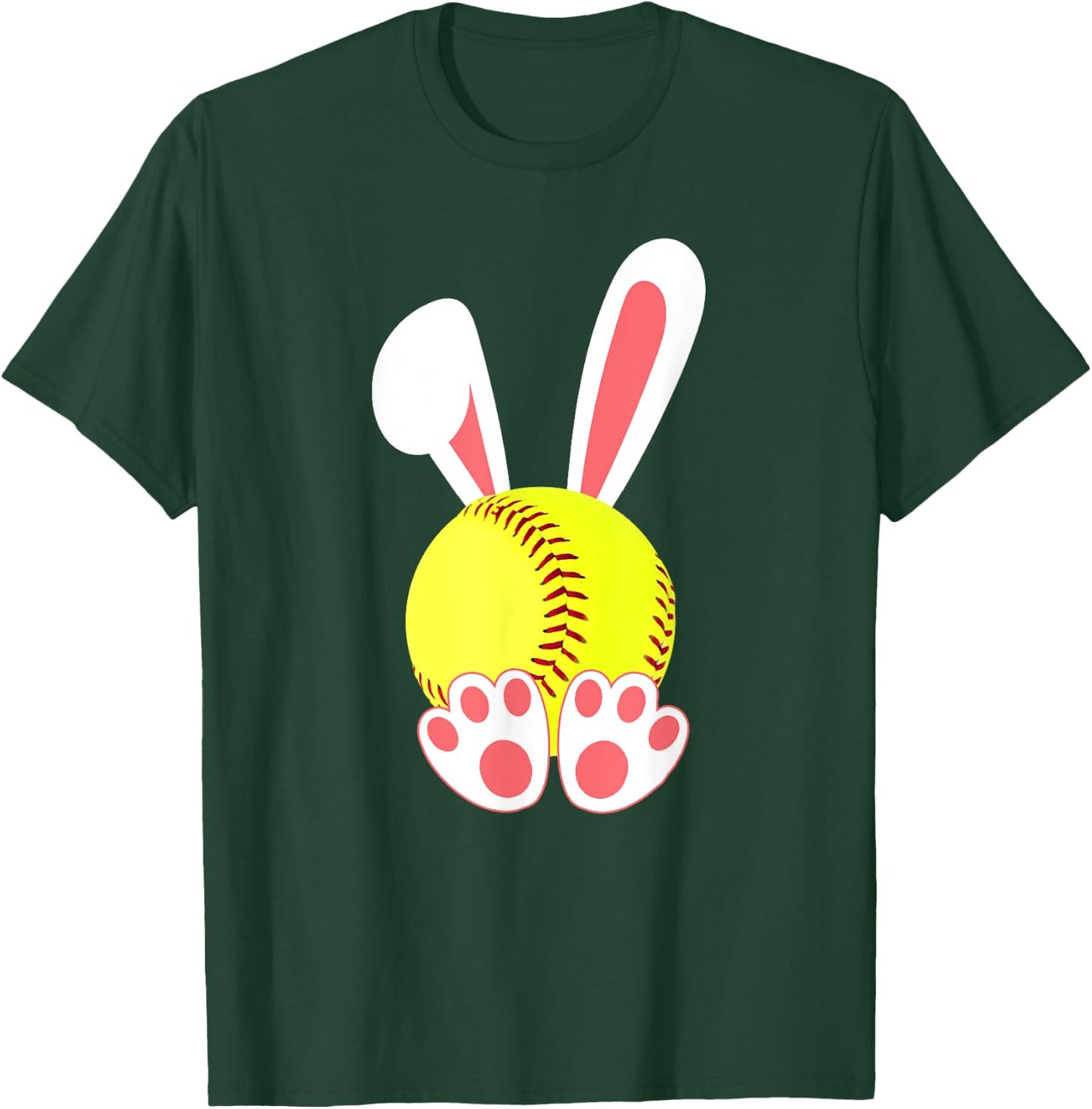 Softball Easter Bunny Funny Girls Softball Player T-Shirt - T-Shirt | Forest