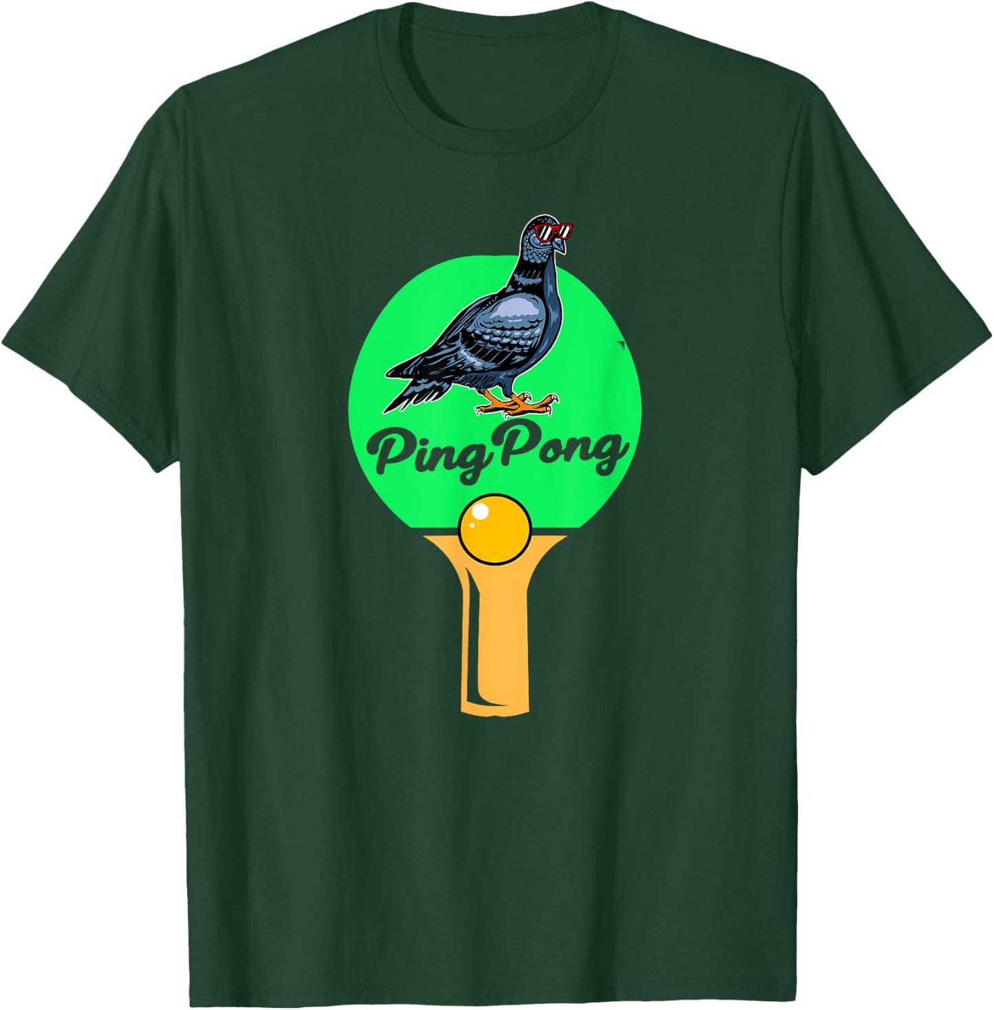 Pigeon Gifts For Pigeon Racing Men Women Kids Pigeon Ping Pong Black -Adults Small Classic Fit Short Sleeve Cotton 60% Polyester 40% T-Shirt - T-Shirt | Forest