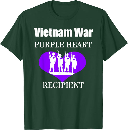 Vietnam War Purple Heart Recipient Veterans Memorial Shirt T-Shirt - T-Shirt | Forest