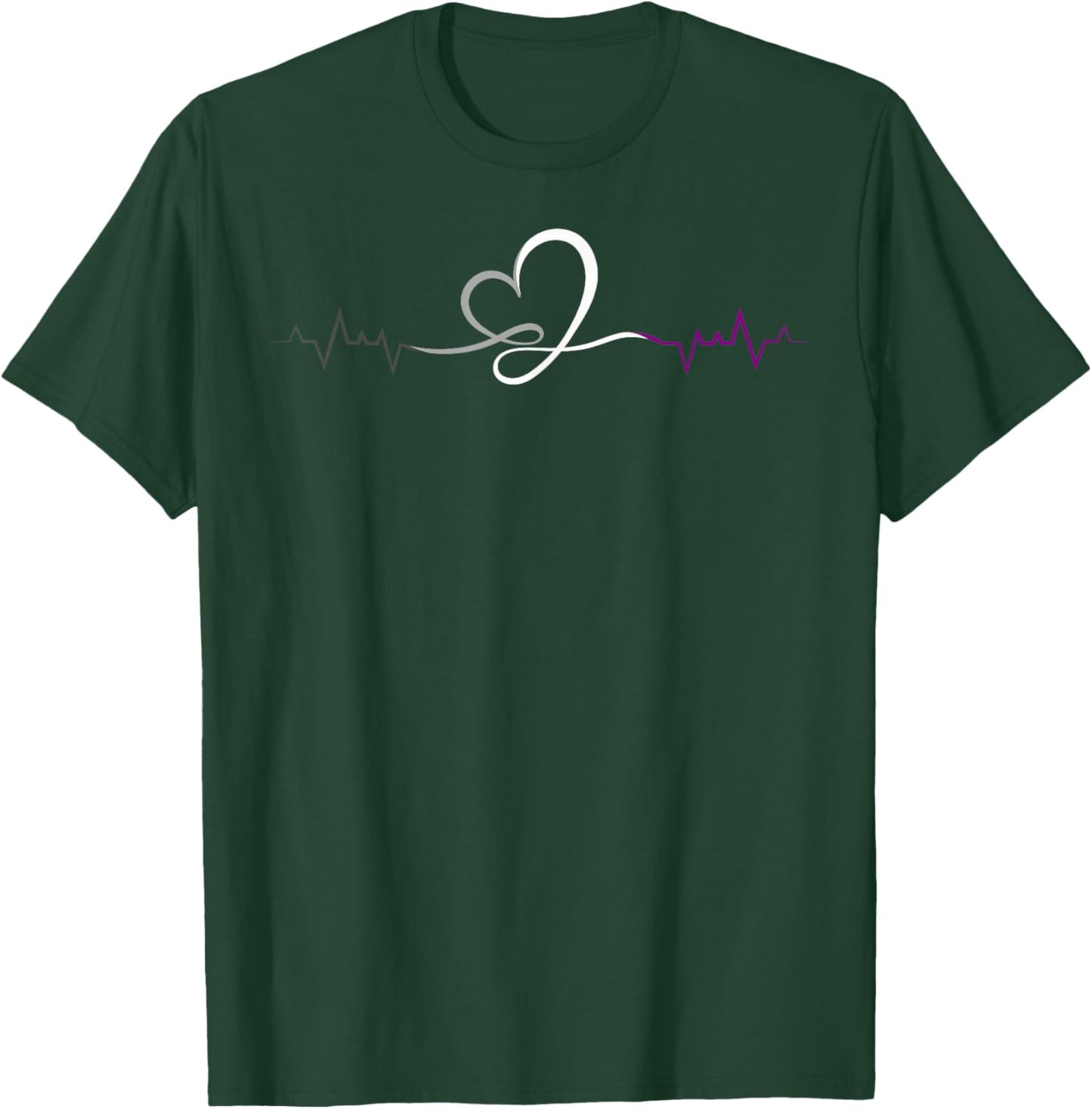 Ace Pride Elegant Heartbeat Line Asexual Colors T-Shirt - T-Shirt | Forest
