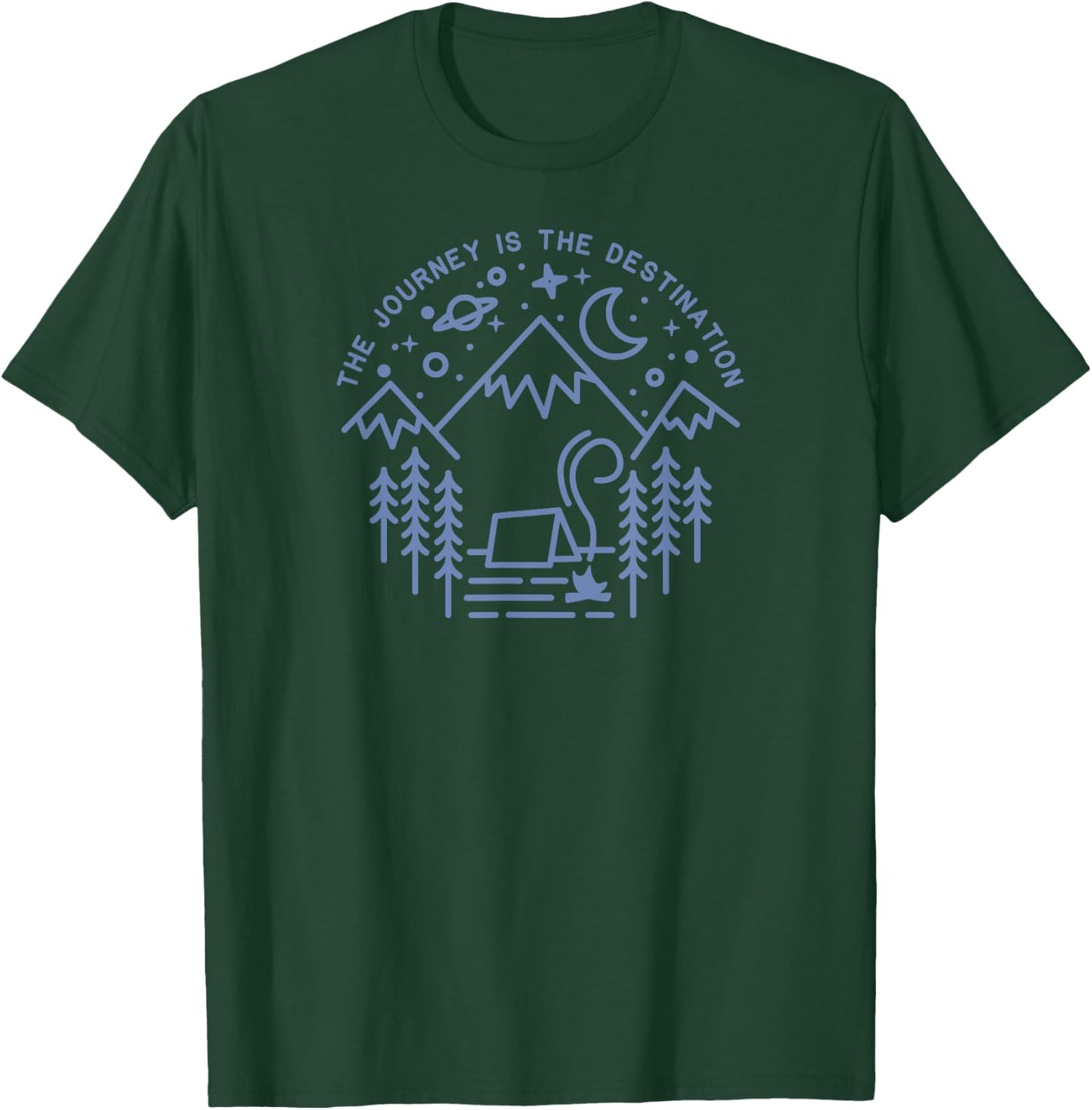 Camping Shirt Journey is the Destination Line Art Hiking Gif T-Shirt - T-Shirt | Forest