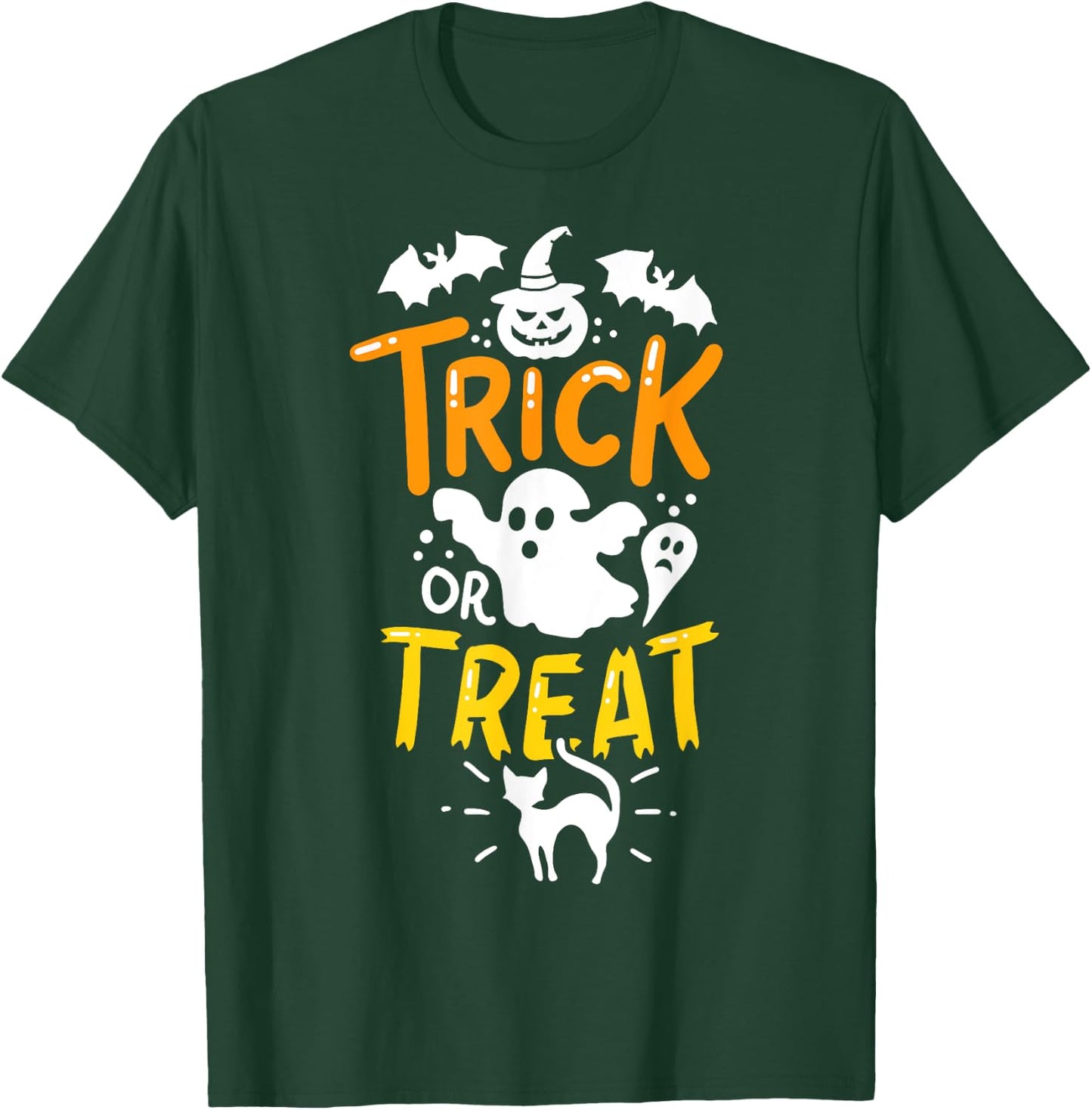 Happy Halloween Shirt Trick Or Treat Party Ghost Bat T-Shirt - T-Shirt | Forest