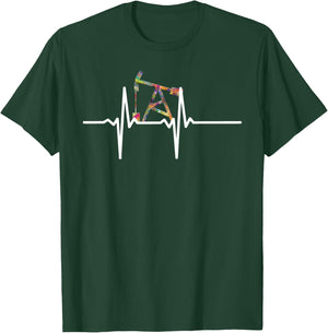 Oilfield Driller, Rig Worker, Heartbeat T-Shirt - T-Shirt | Forest