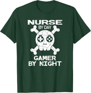 Nurse By Day Gamer By Night - Gaming Quote T-Shirt - T-Shirt | Forest