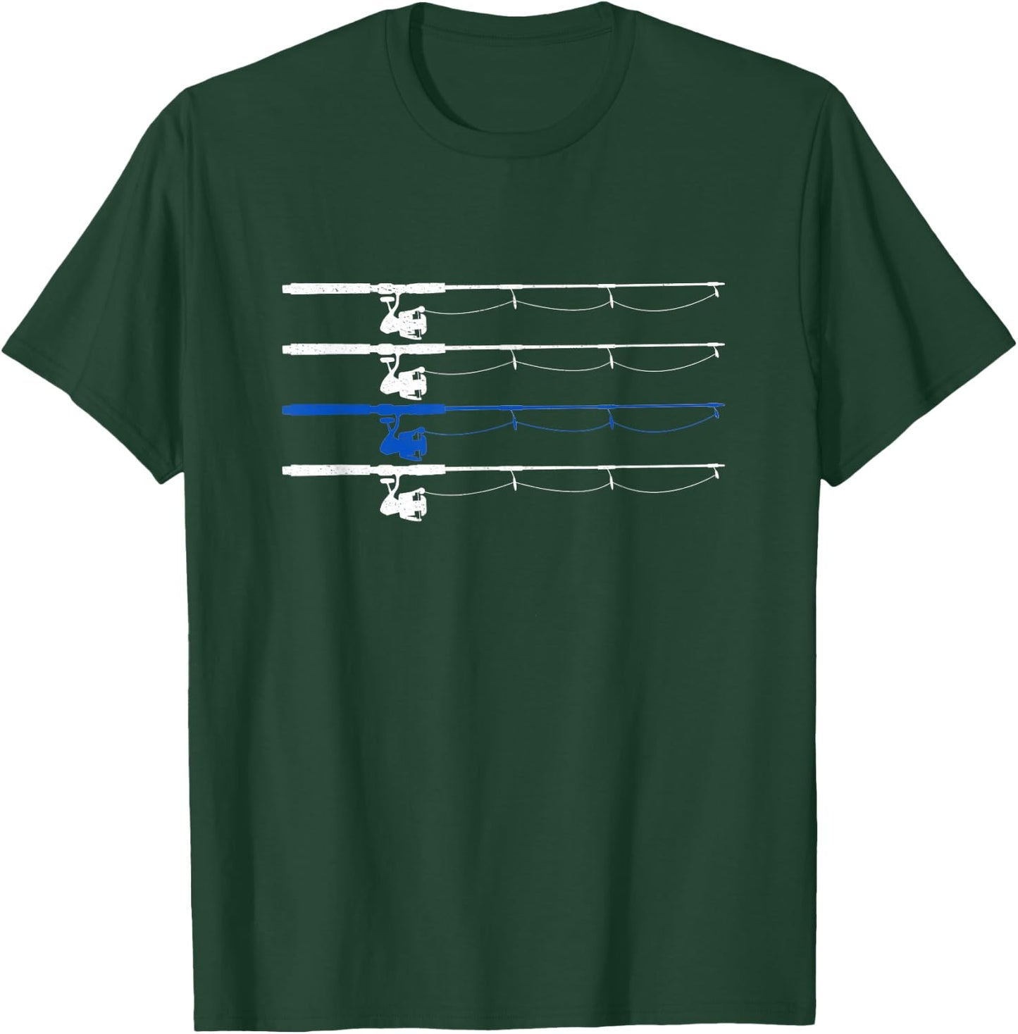 Thin Blue line Fishing Rod Police Law Enforcement Officer T-Shirt - T-Shirt | Forest