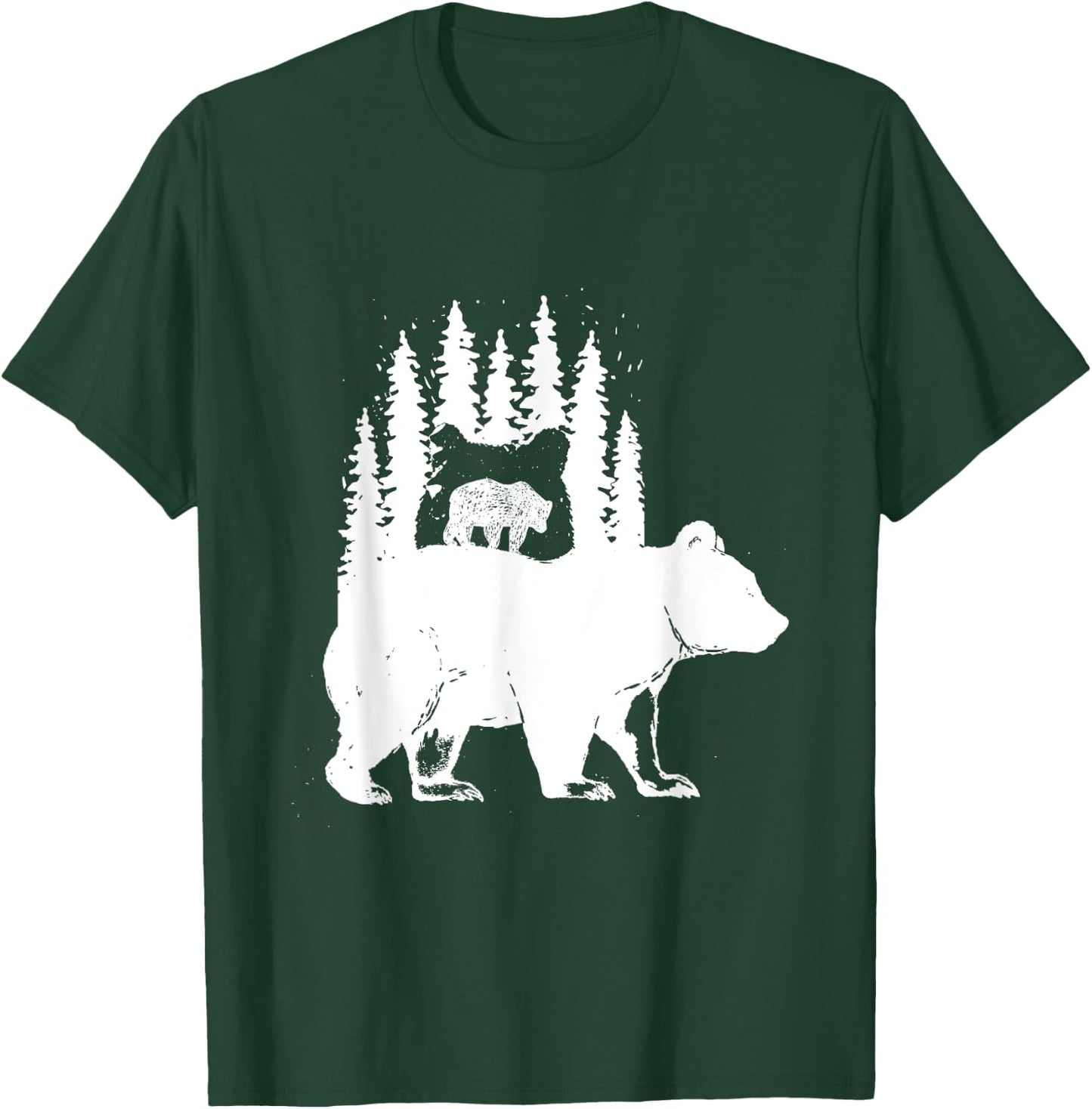 Little Bear Over Bear Unique Silhouette Animal T-Shirt - T-Shirt | Forest