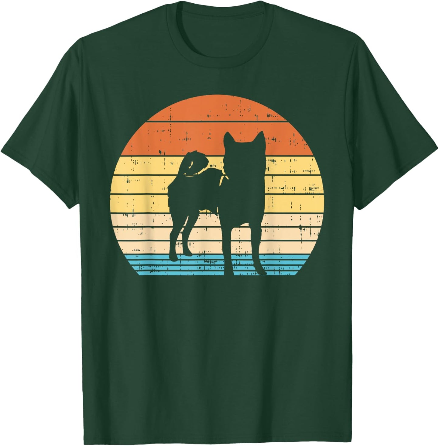 Retro Sunset Shiba Inu Silhouette Vintage Dog Owner Gift Men Women Girls Kids T-Shirt - T-Shirt | Forest