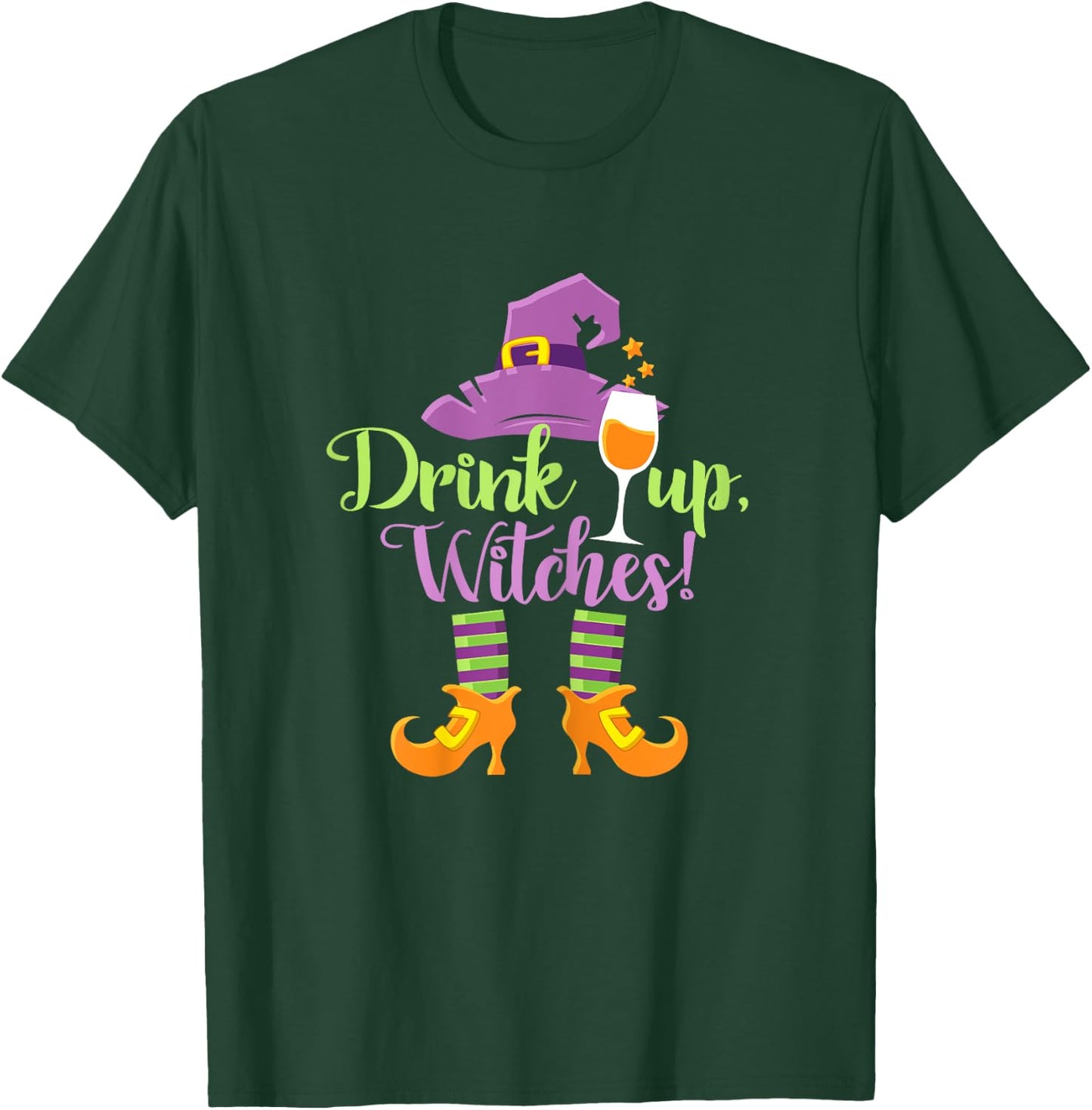 Halloween Funny Drink Up Witches T-Shirt - T-Shirt | Forest