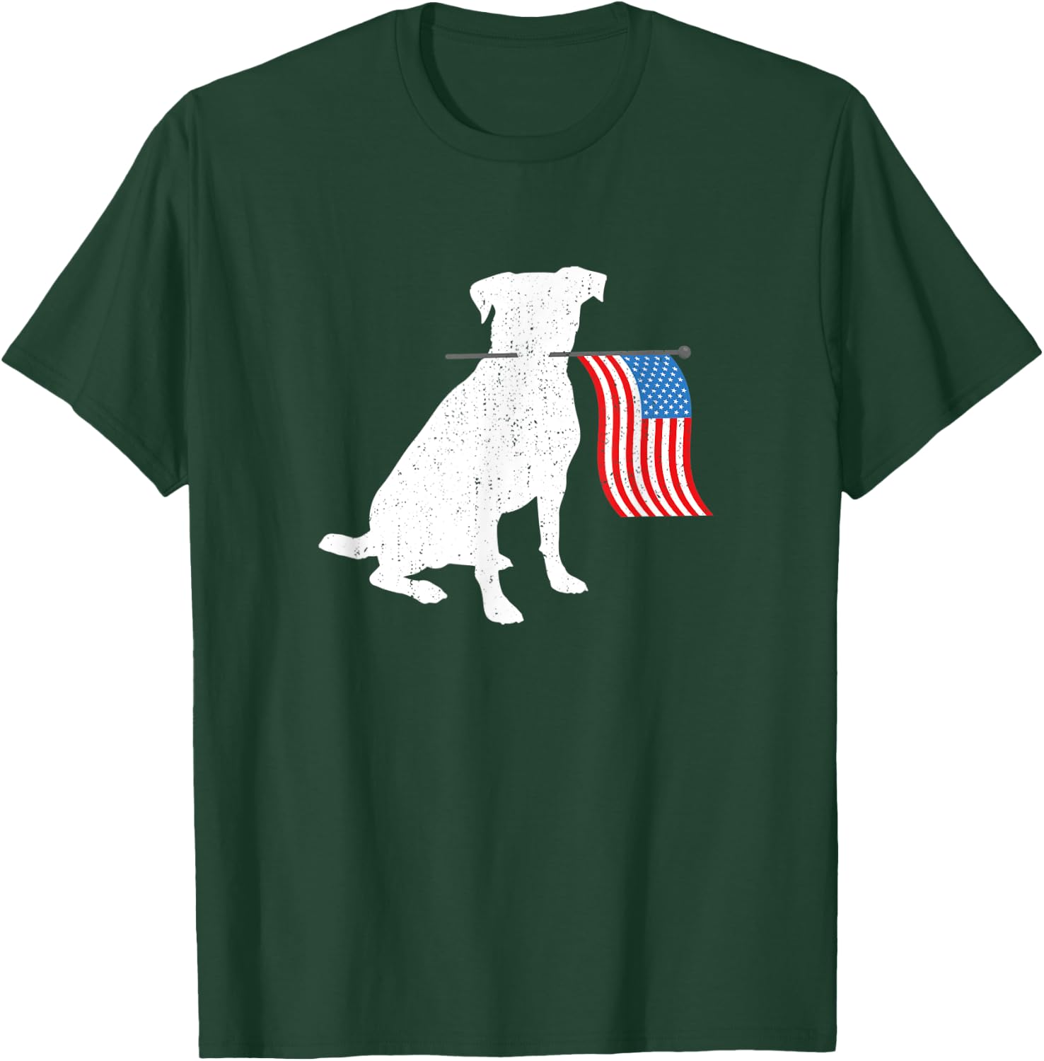American Labrador Dog Holding July 4th Patriotic USA Flag Women Kids Men T-Shirt - T-Shirt | Forest