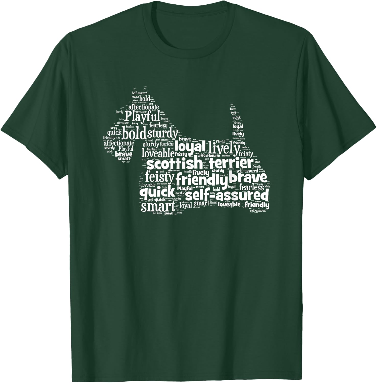 Scottish Terrier Scottie Dog Word Art Dog Lovers Women Girls Kids T-Shirt - T-Shirt | Forest