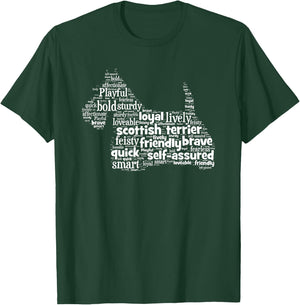 Scottish Terrier Scottie Dog Word Art Dog Lovers Women Girls Kids T-Shirt - T-Shirt | Forest