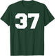 Number 37 Sports Jersey Player #37 Fan FRONT Print Varsity T-Shirt - T-Shirt | Forest