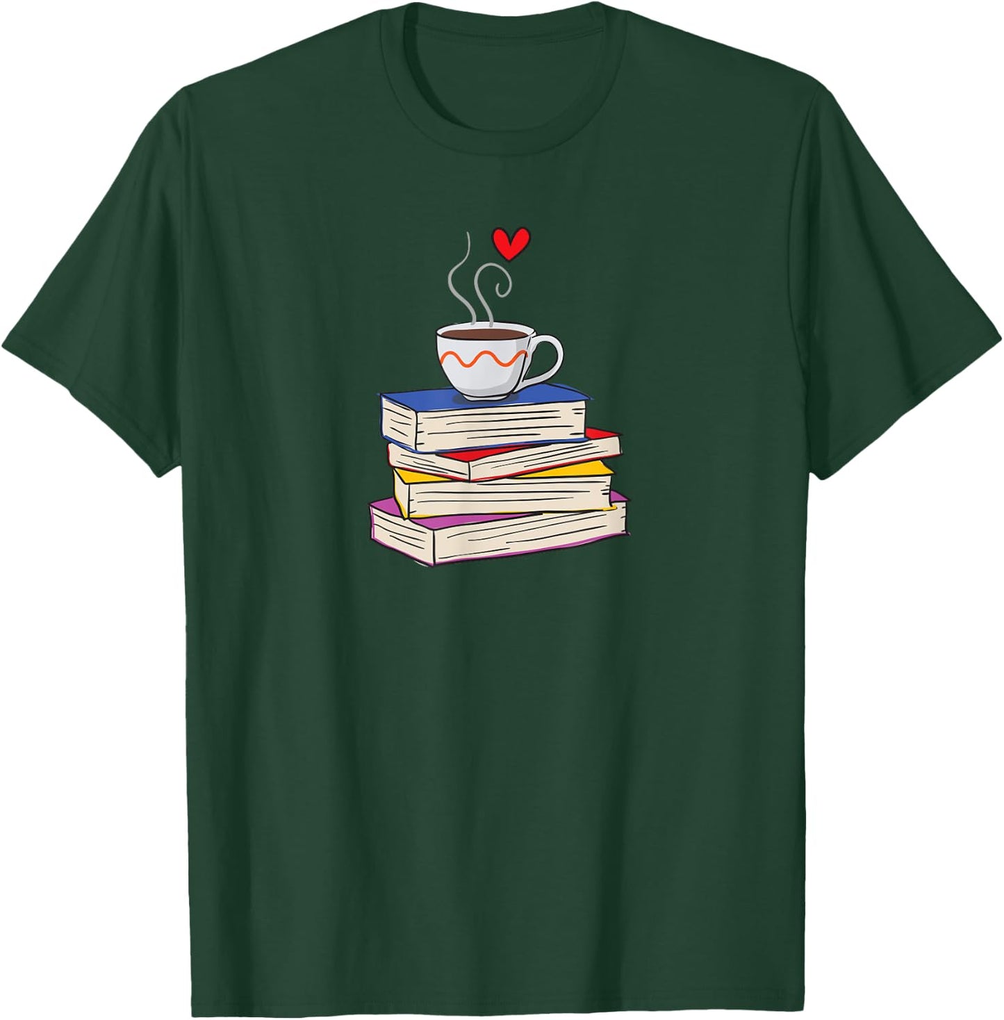 Hot Cup of Coffee and Books Librarian Coffee Book Lover T-Shirt - T-Shirt | Forest